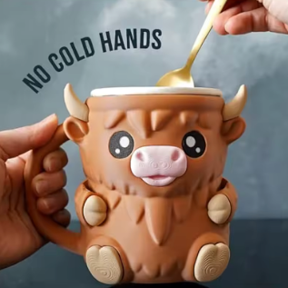 Cowzy Pint™ – Cozy Highland Cow Ice Cream & Mug Holder